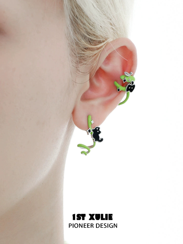 Colorful cat and dog earrings designed by 1ST XULIE for playful pet lovers