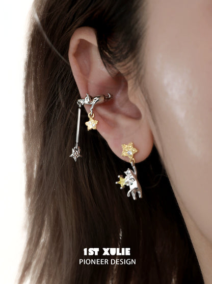 Stylish 1STXULIE cat ear cuffs featuring star charms for a playful and trendy look