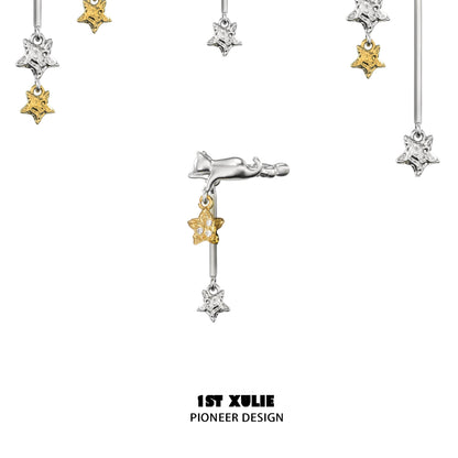 Stylish cat ear cuffs with star design in silver and gold for trendy ear accessories