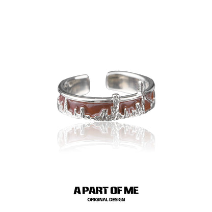 City skyline silver ring with a unique design featuring intricate cityscape details