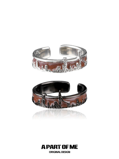 City skyline silver ring featuring a detailed cityscape design for a stylish look