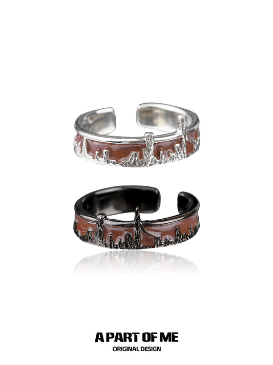 City skyline silver ring featuring a detailed cityscape design for a stylish look