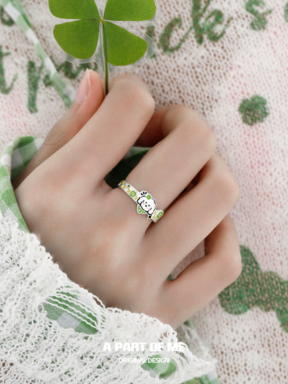 Clover Cat Puppy Couple Rings from A PART OF ME with playful design and colorful details