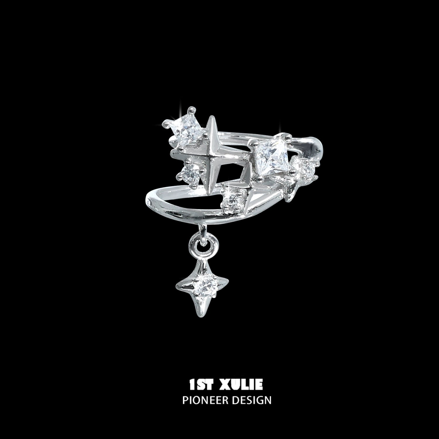 1STXULIE Cosmic Star Ear Cuff with Sparkling Stars and Elegant Design for Unique Style