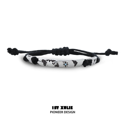 1STXULIE Couple Braided Bracelet Set in Black and White for Stylish Couples