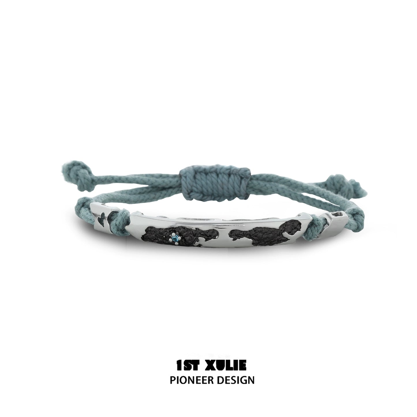 Couple braided bracelet set in blue and black with adjustable ties for matching style