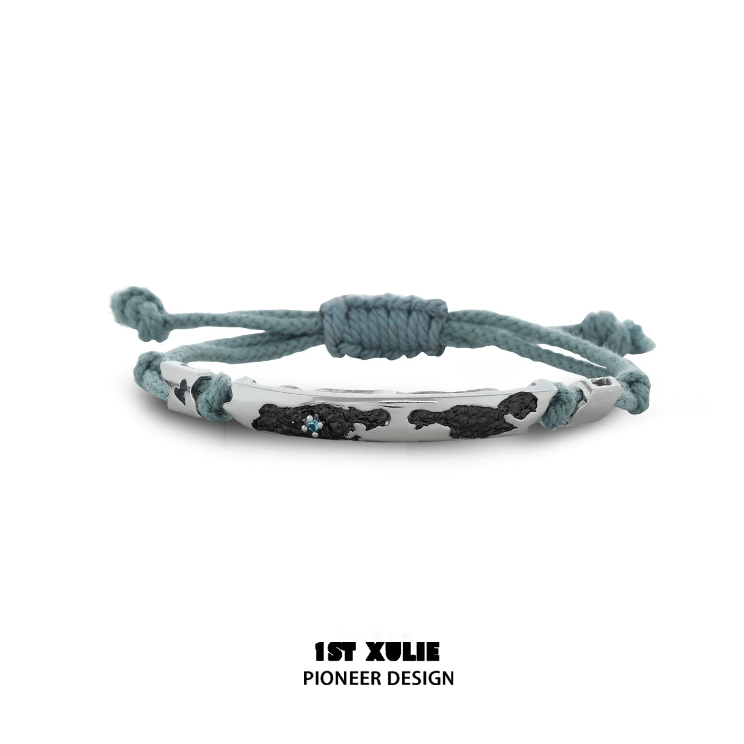Couple braided bracelet set in blue and black with adjustable ties for matching style