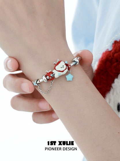 Cute cat and puppy bracelet from 1ST XULIE featuring animal charms and a stylish design