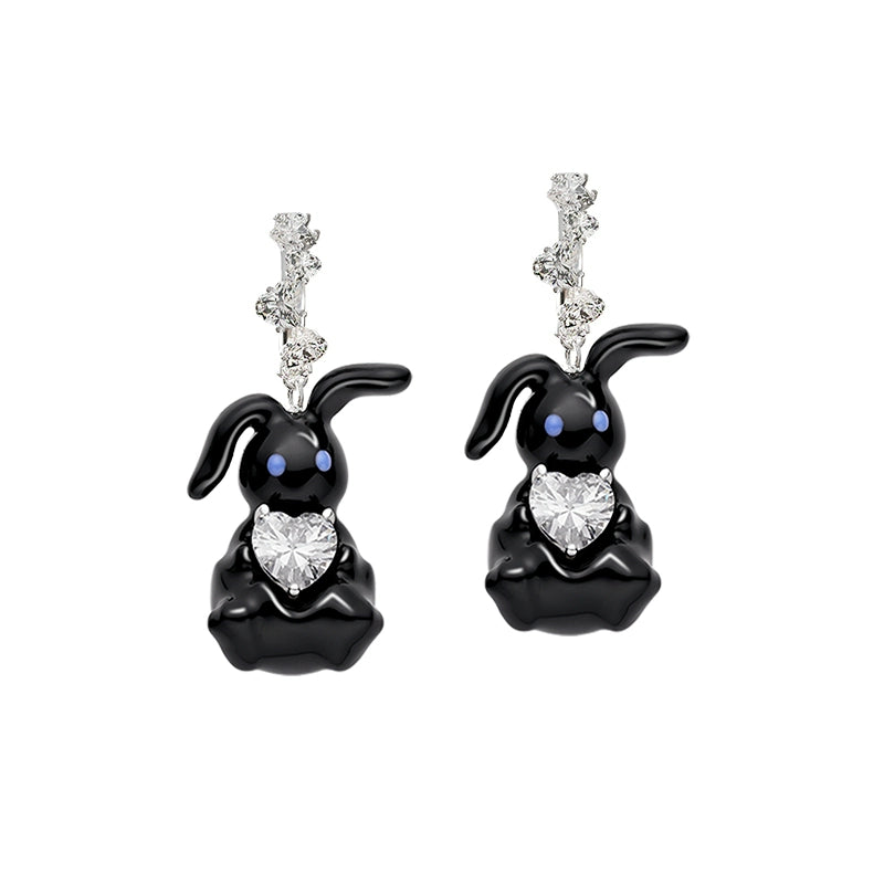 Cute enamel rabbit earrings with sparkling gems for a playful and charming accessory