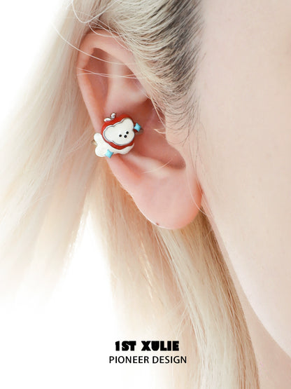 Cute apple ear cuffs for pets featuring a playful design in a colorful style