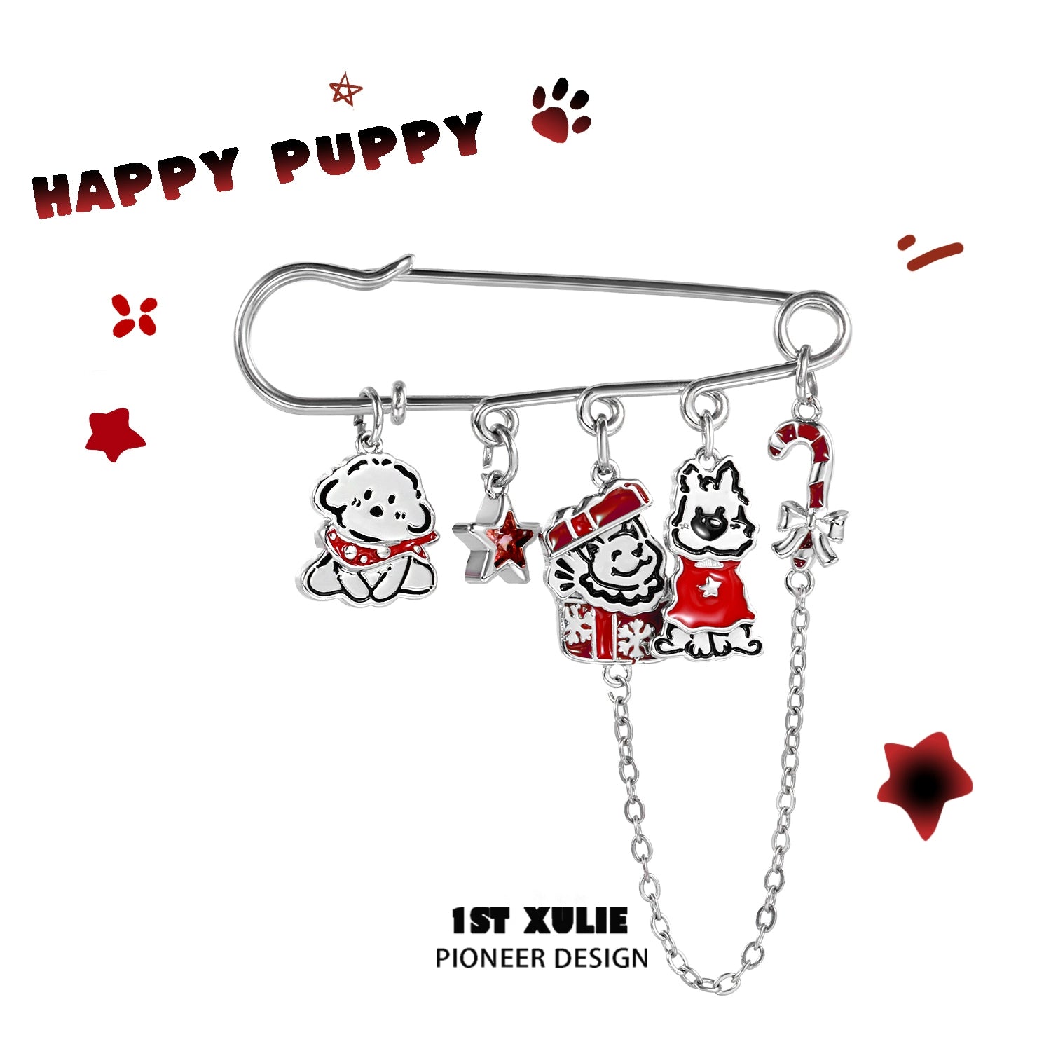 Cute puppy brooch pin featuring adorable dog charms and festive designs for dog lovers