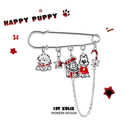 Cute puppy brooch pin featuring adorable dog charms and festive designs for dog lovers