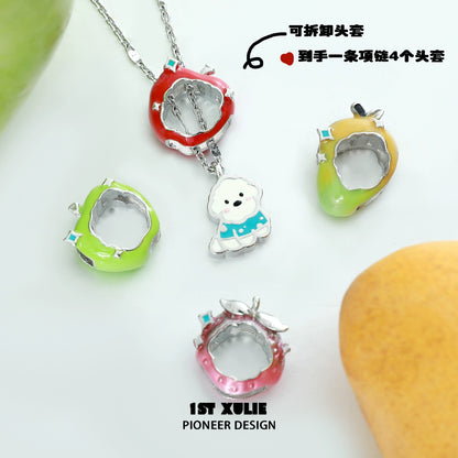 Cute puppy pendant necklace featuring colorful charms with a playful design by 1STXULIE