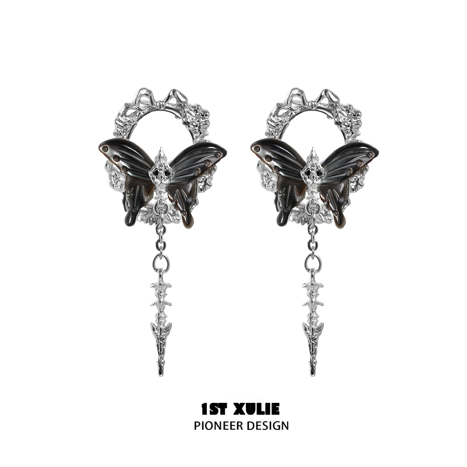 Unique 1ST XULIE cyber butterfly earrings with intricate design and elegant detailing