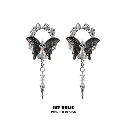 Unique 1ST XULIE cyber butterfly earrings with intricate design and elegant detailing