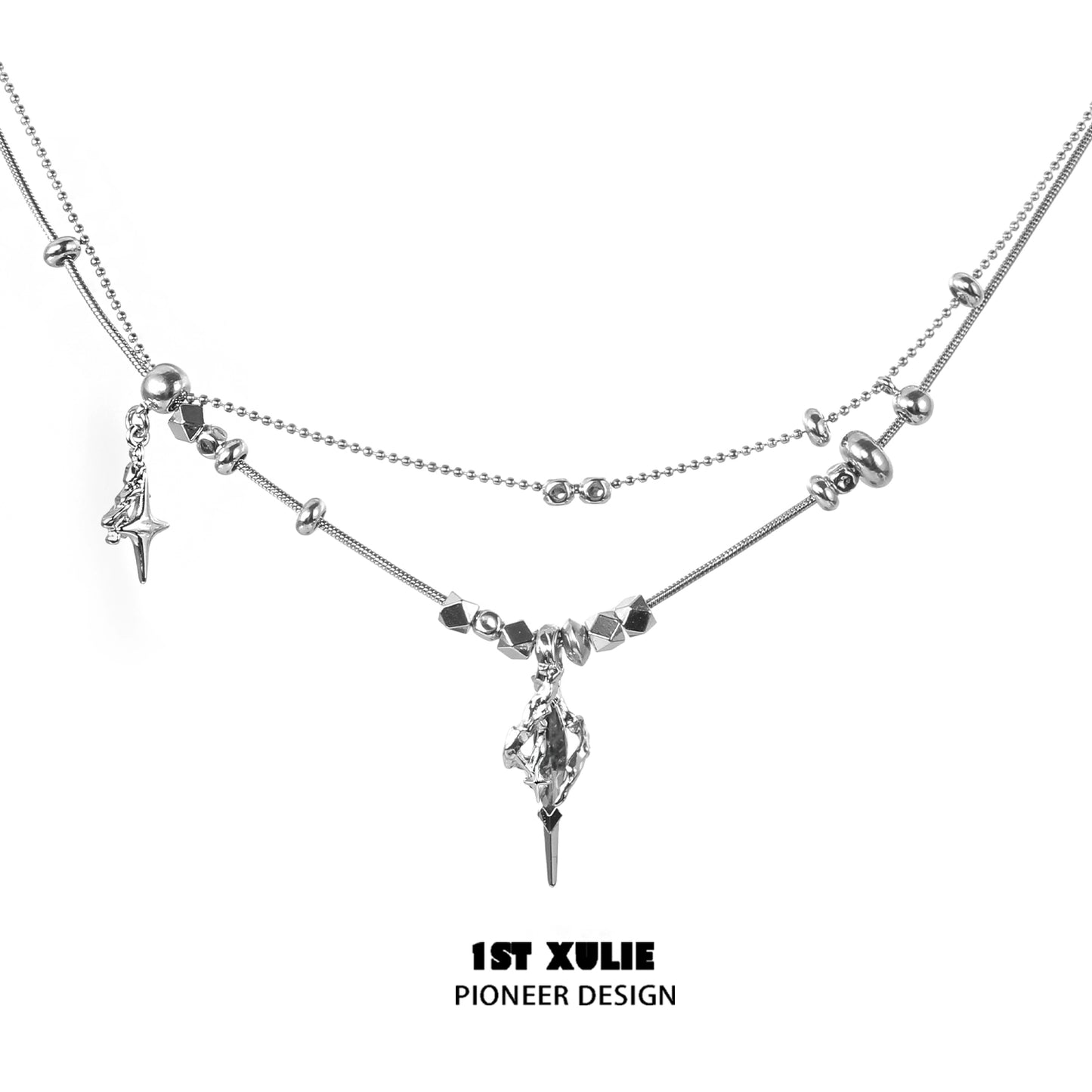 1STXULIE Dark Dreamcore Necklace with Unique Spikes and Beaded Design for a Stylish Look