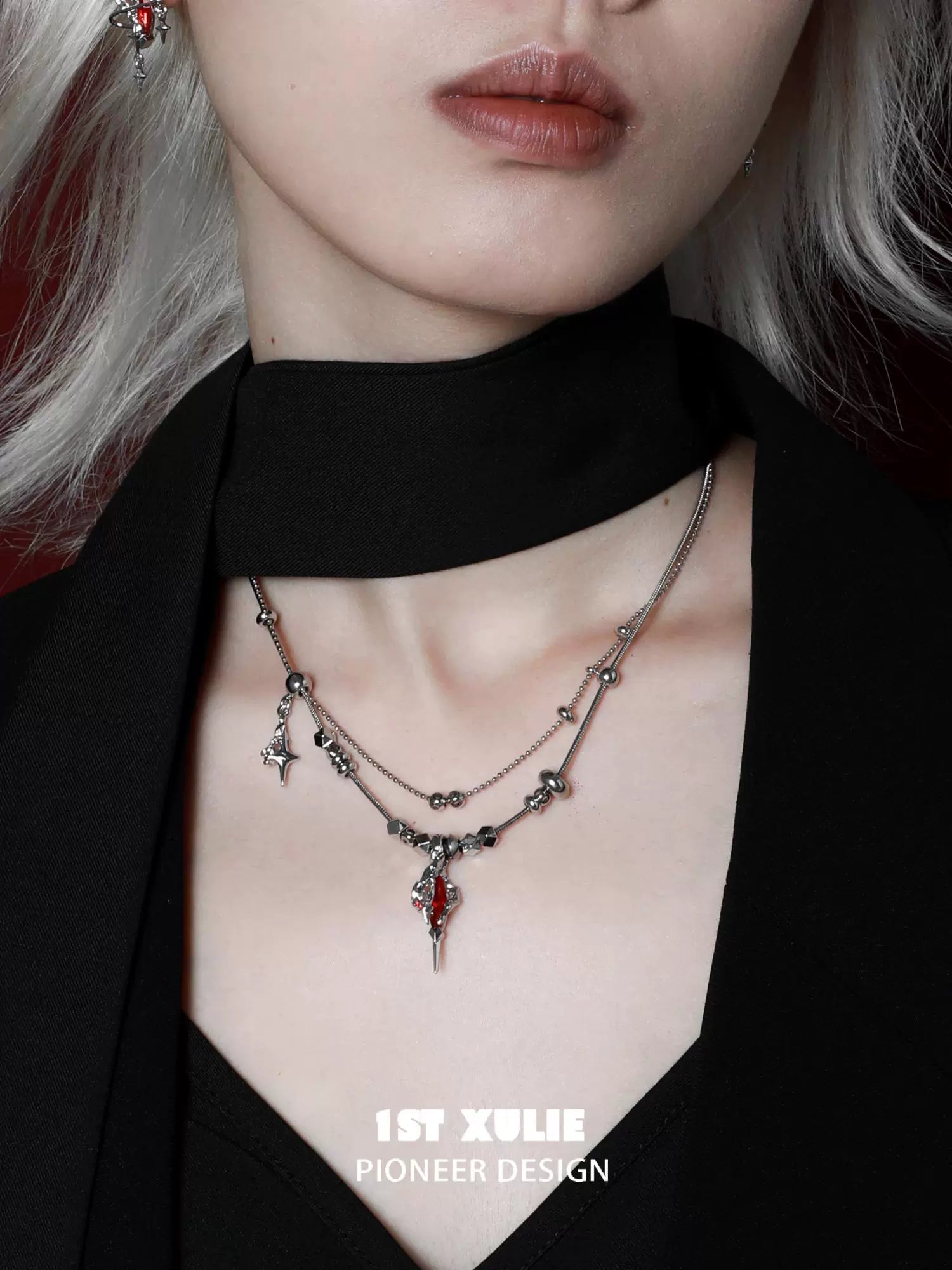 Dark dreamcore necklace featuring unique charms and elegant layered design for a stylish look