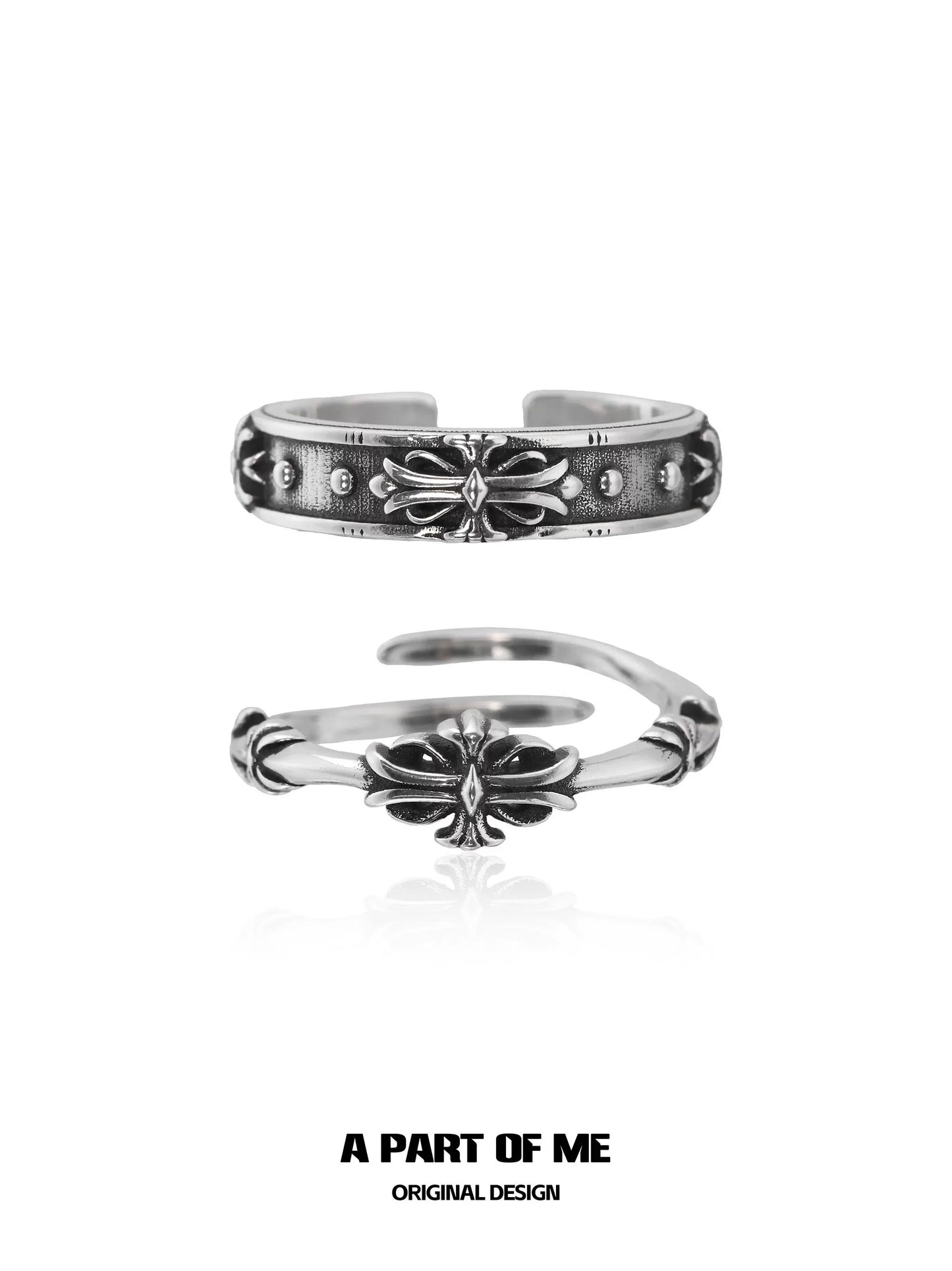 A Part of Me dark iris vintage ring with intricate floral design and polished finish