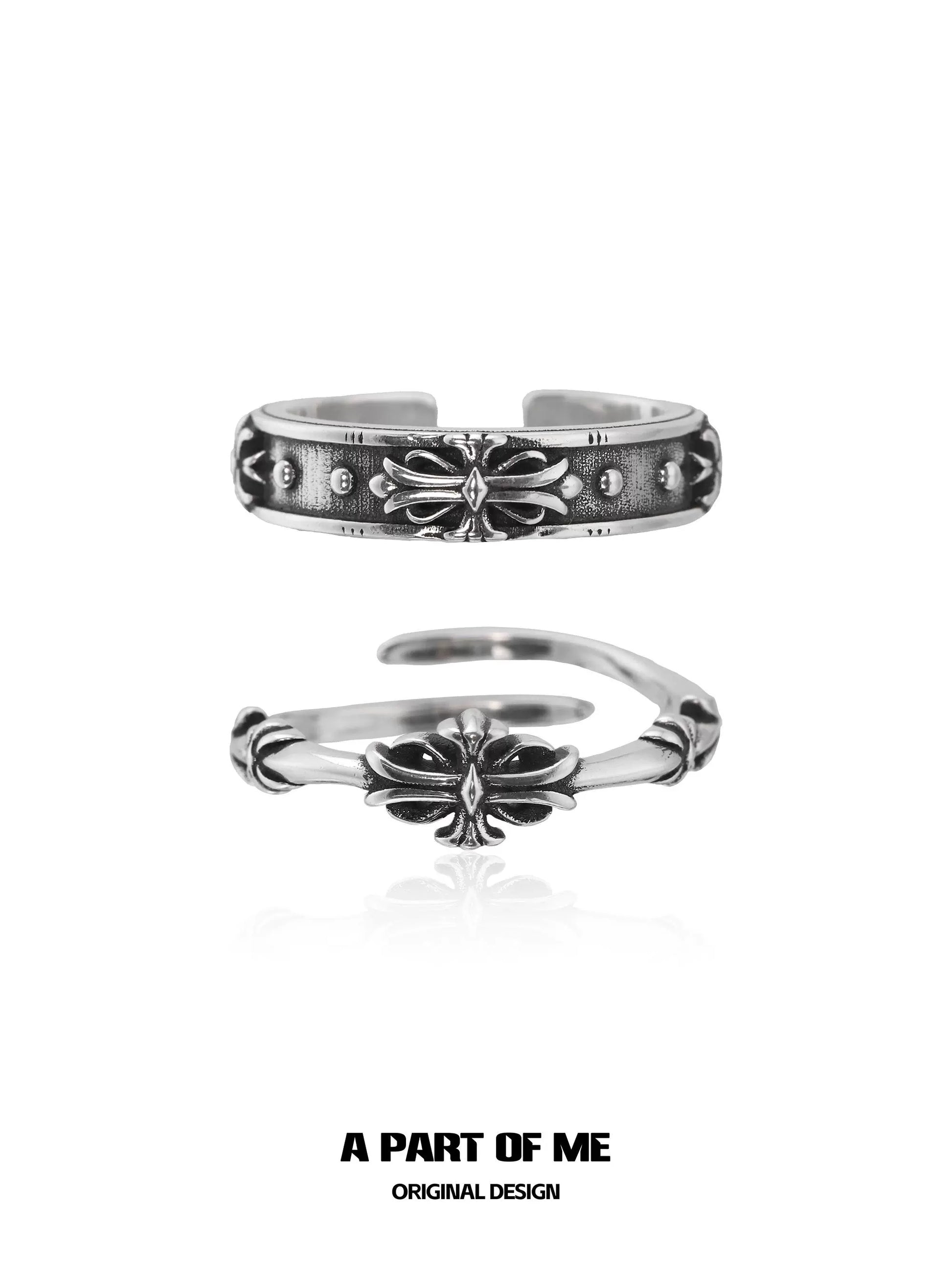 A Part of Me dark iris vintage ring with intricate floral design and polished finish