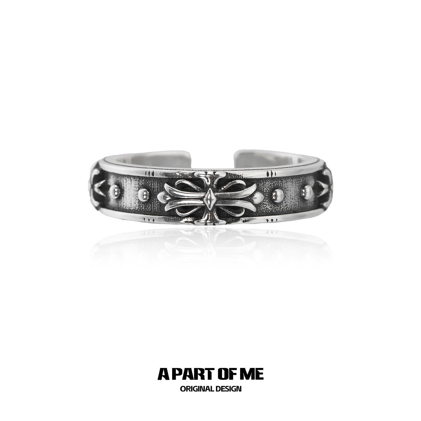 Dark iris vintage ring by A PART OF ME with intricate floral detailing and an antique finish