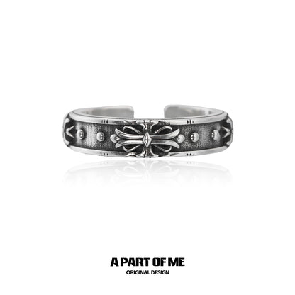 Dark iris vintage ring by A PART OF ME with intricate floral detailing and an antique finish