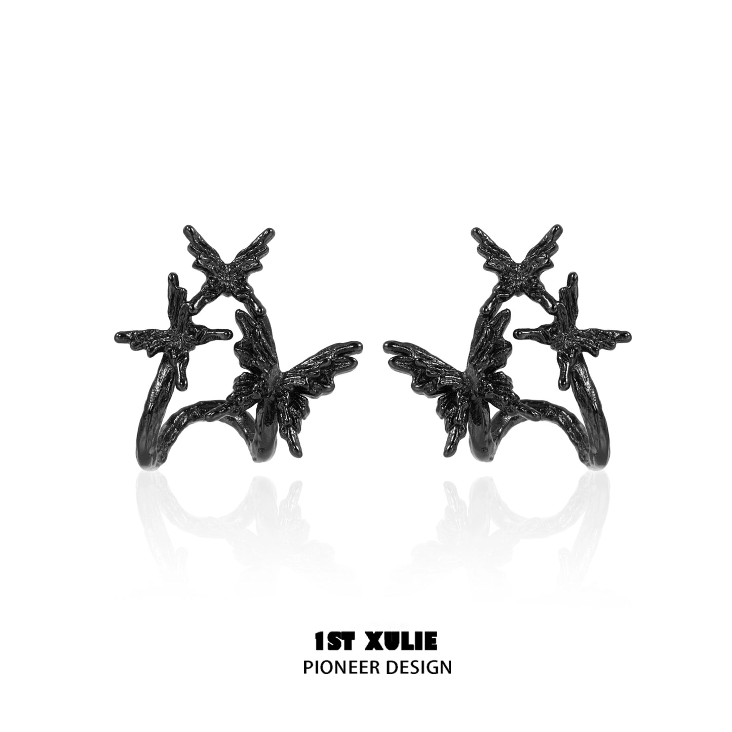 Dark thorn butterfly earrings featuring an intricate design with multiple butterflies