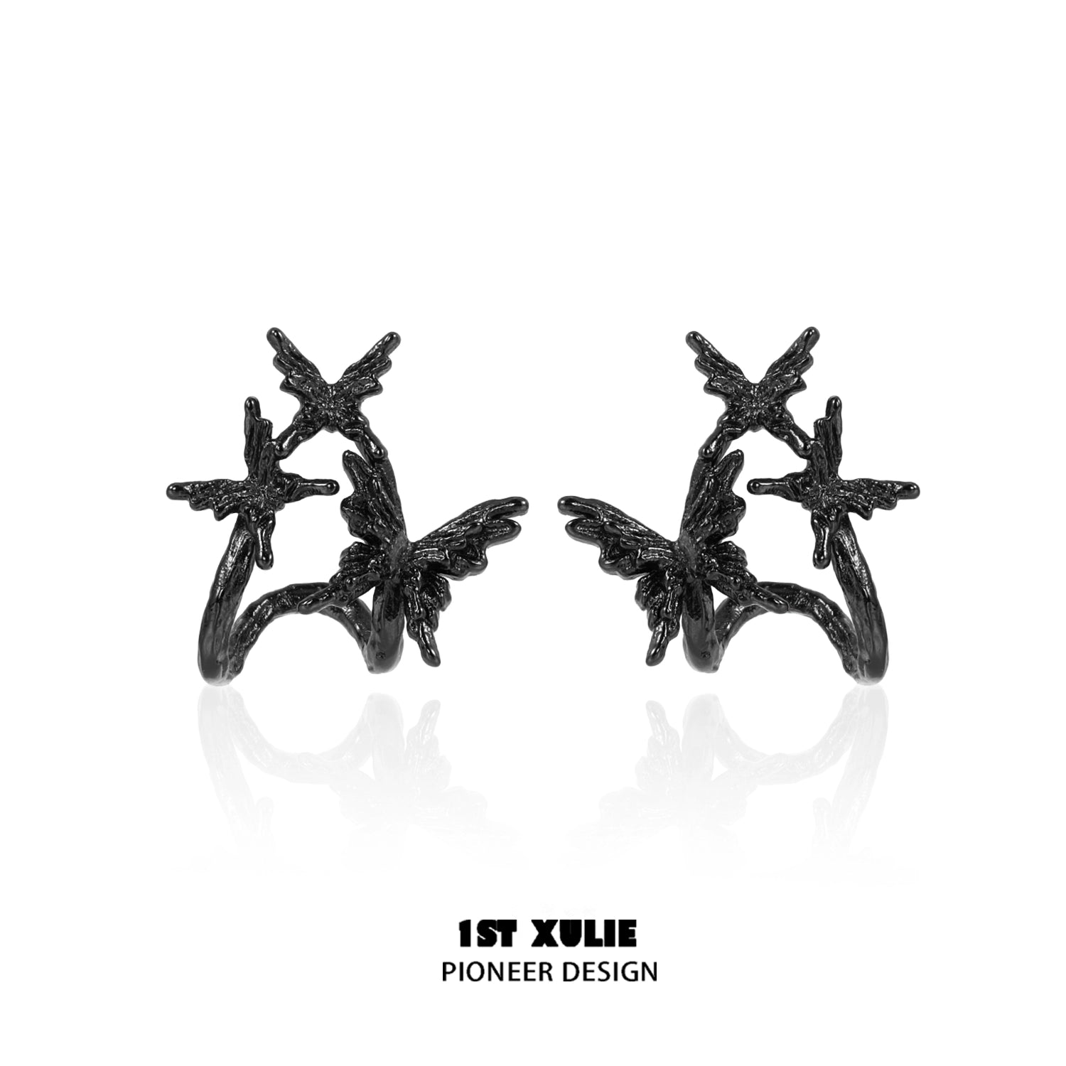 Dark thorn butterfly earrings featuring an intricate design with multiple butterflies