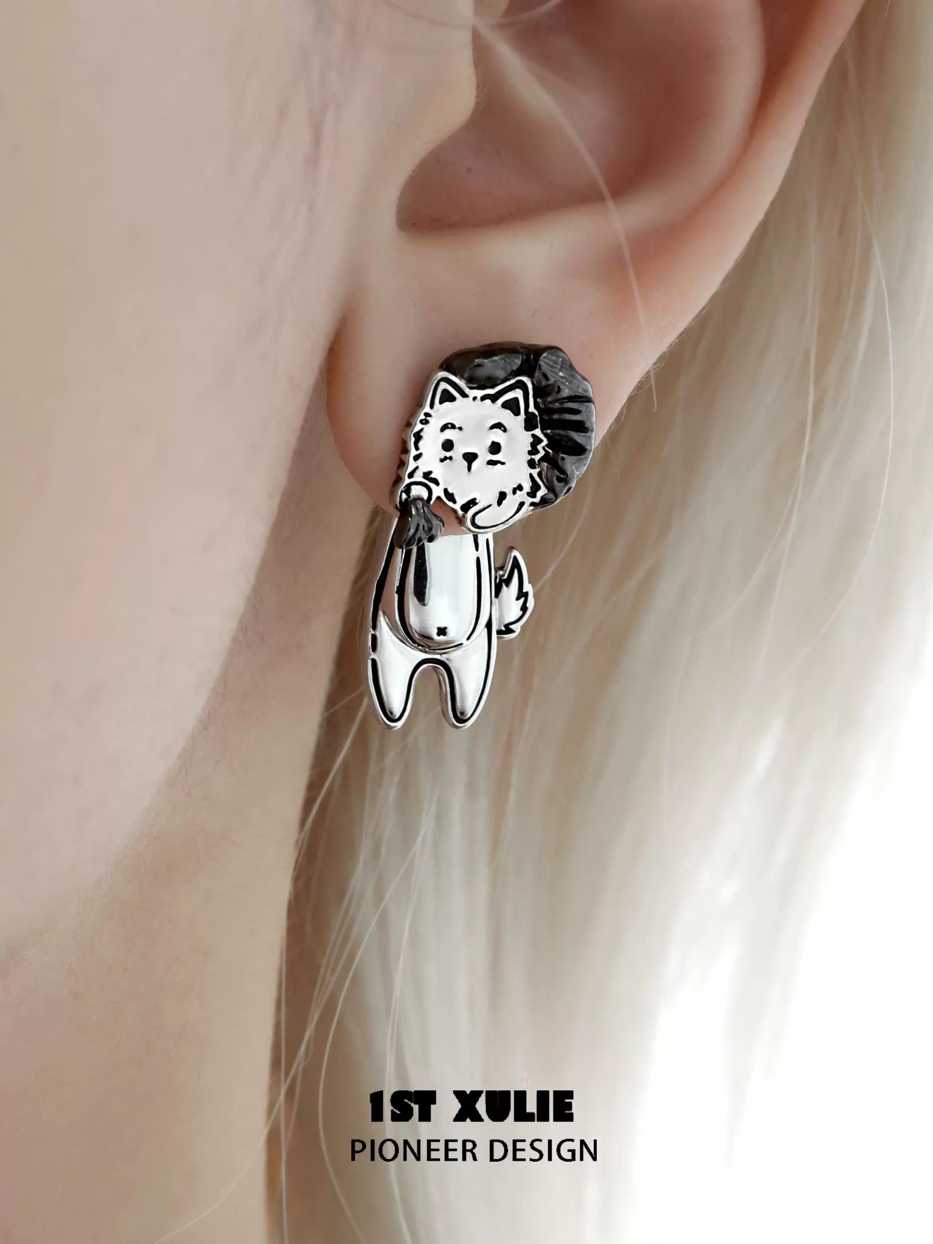 Unique dog lover silver earrings featuring a cute dog design for animal enthusiasts