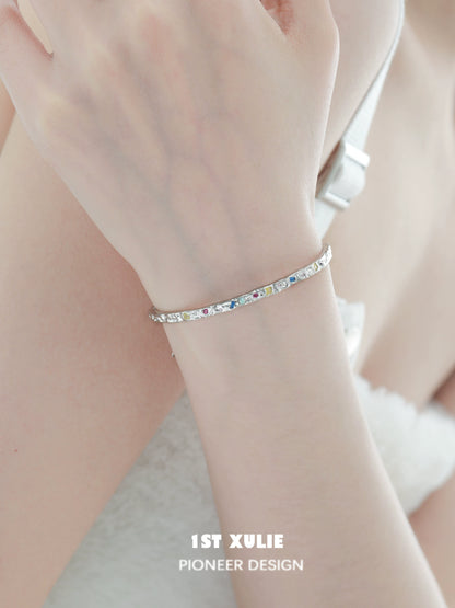 Dopamine color zircon bracelet by 1STXULIE featuring a sparkling design perfect for any occasion