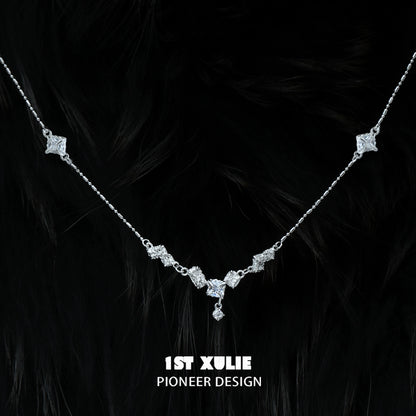 Edgy zircon necklace by 1ST XULIE featuring geometric designs and sparkling zircon stones