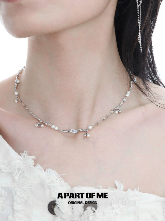 Elegant pearl zircon necklace from A PART OF ME showcasing a delicate design with shimmering pearls