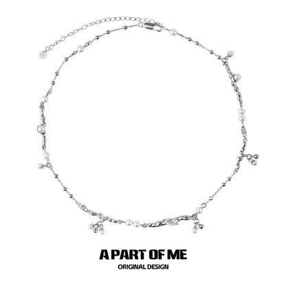 Elegant pearl zircon necklace designed by A PART OF ME featuring delicate pearls and sparkling zircon accents.