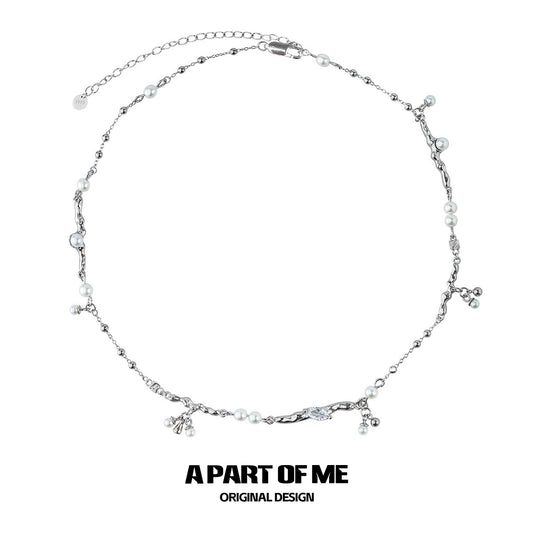 Elegant pearl zircon necklace designed by A PART OF ME featuring delicate pearls and sparkling zircon accents.