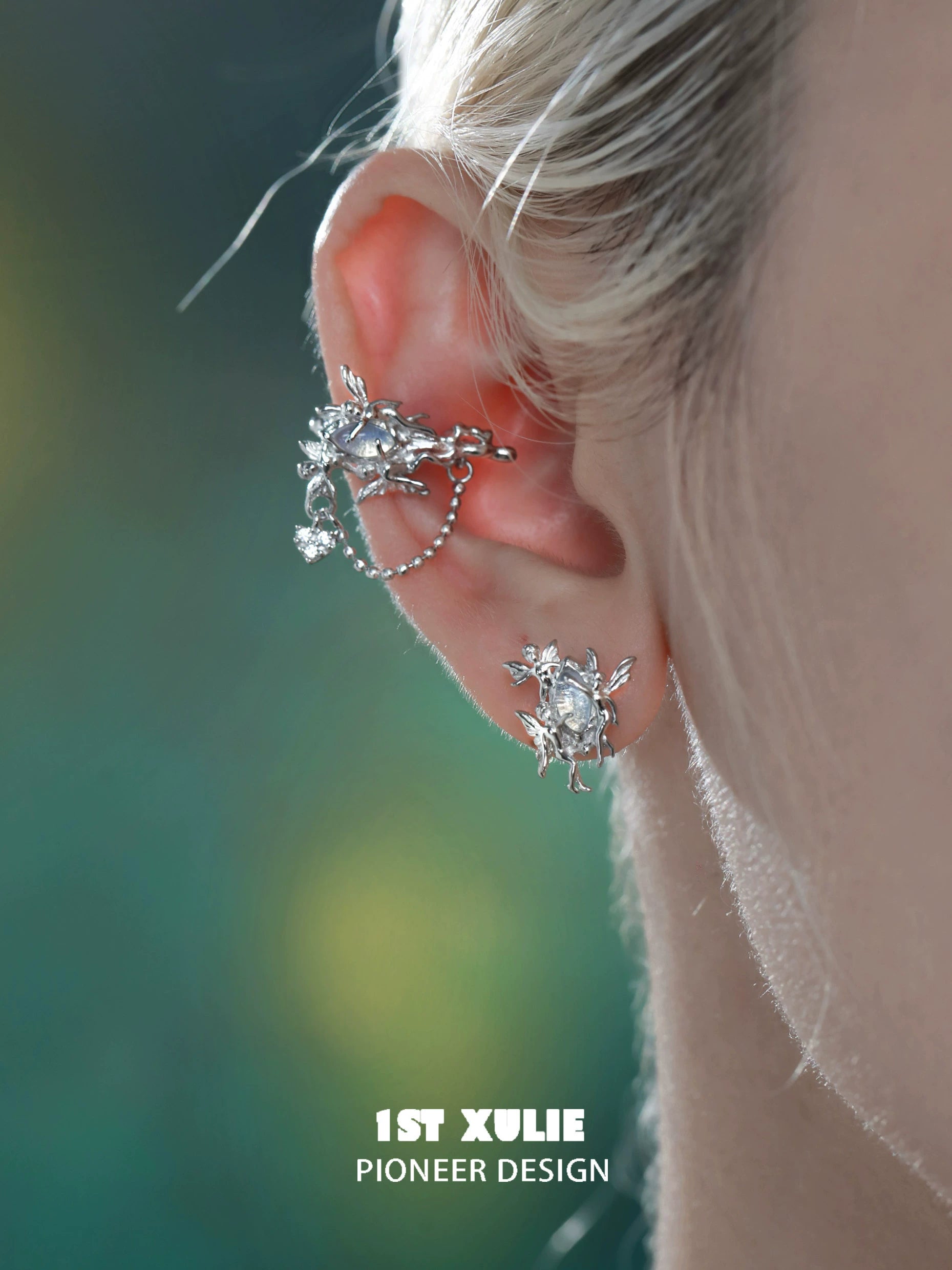 Elegant elf opal earrings featuring intricate designs and sparkling accents for a magical look