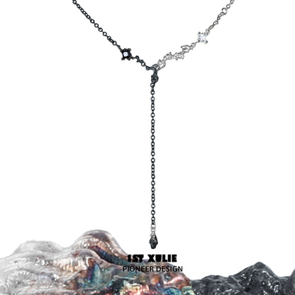 1STXULIE Eternal Flame couple necklace with heart design, perfect for romantic gifts.