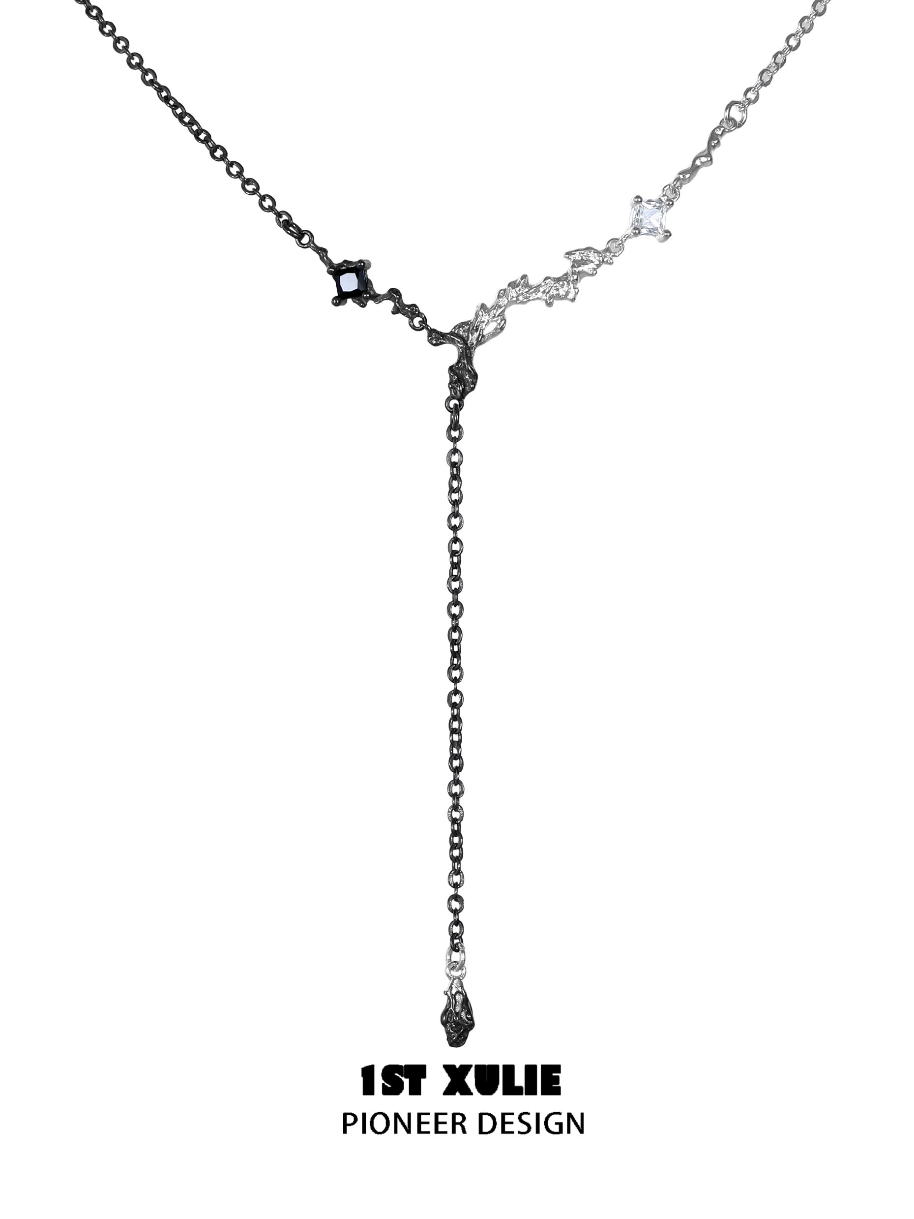 Elegant 1STXULIE Eternal Flame couple necklace with unique design and crystal accents