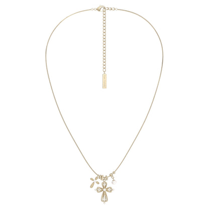 Elegant SUN HUNTER faith charm necklace with gold chain and faith-themed pendants