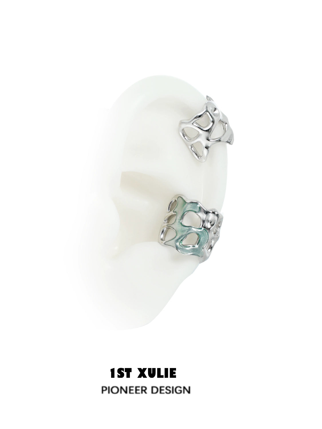 1ST XULIE Frozen Edge Ear Cuff in Silver with Unique Sculptural Design for Fashion Accessories
