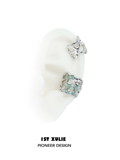 1ST XULIE Frozen Edge Ear Cuff in Silver with Unique Sculptural Design for Fashion Accessories