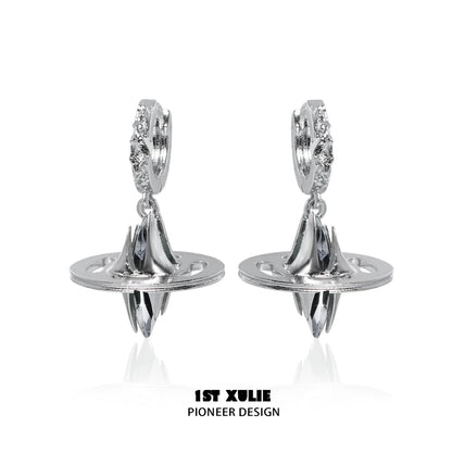 Futuristic dream core earrings with sleek silver design and sparkling details for a stylish look