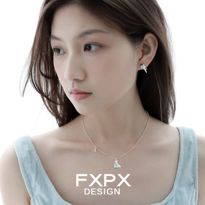 Stylish blue cat earrings by FXPX, featuring a playful design perfect for cat lovers