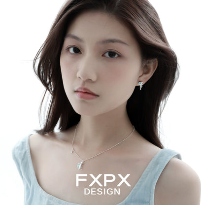 Stylish blue cat earrings by FXPX designed for elegant everyday wear