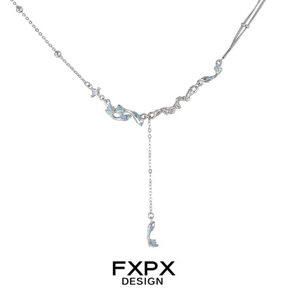 Stylish FXPX blue mermaid necklace featuring elegant designs and shimmering accents