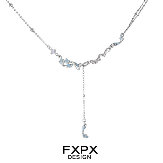 Stylish FXPX blue mermaid necklace featuring elegant designs and shimmering accents