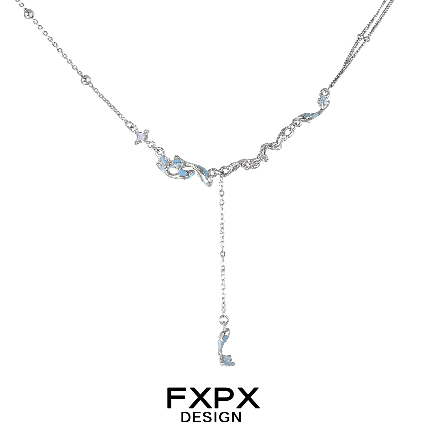 FXPX Blue Mermaid Necklace featuring elegant design with shimmering blue accents
