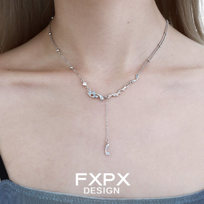 Stylish silver chain featuring a blue mermaid necklace, perfect for ocean lovers and trendy outfits