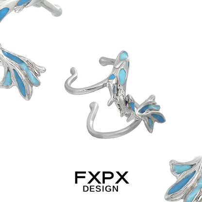 Stylish FXPX blue sea ear cuff featuring intricate silver detailing and blue accents