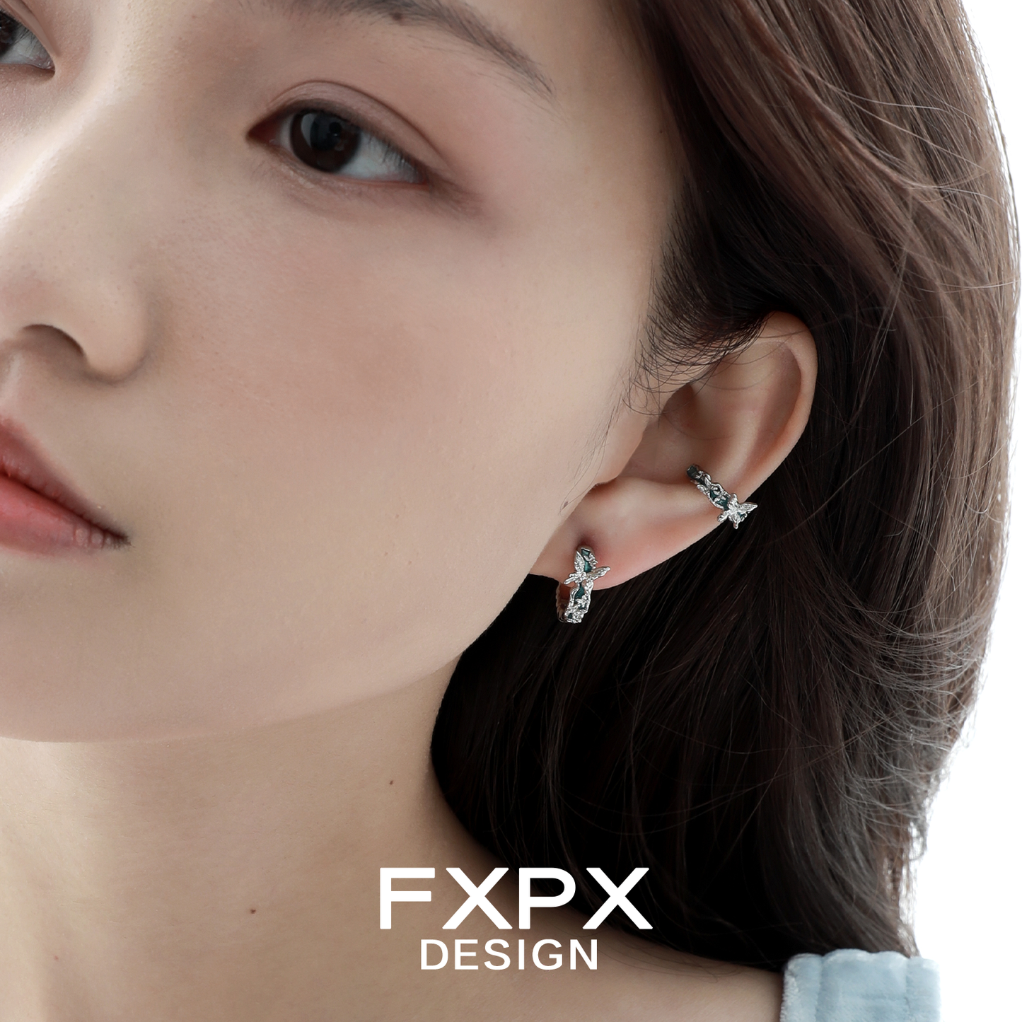 Stylish FXPX butterfly ear cuffs featuring intricate design for a unique look