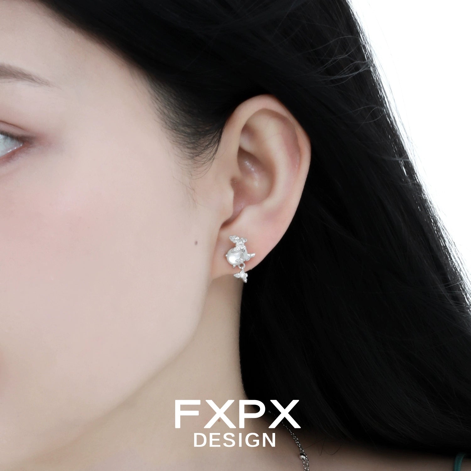 Stylish FXPX butterfly pearl earrings with elegant design for a delicate touch