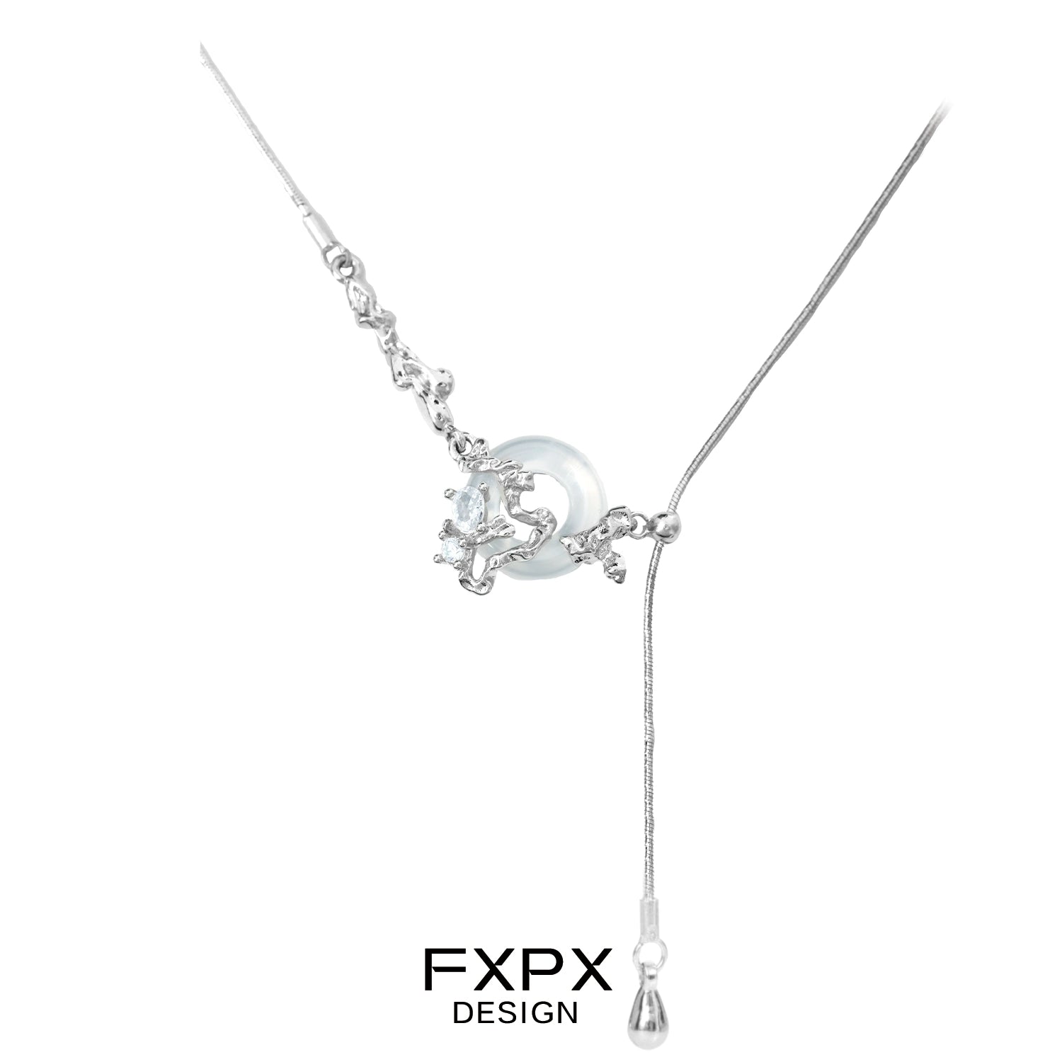 Elegant FXPX celestial eclipse agate necklace with a unique design and adjustable length